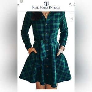 Kiel James Patrick under the mistletoe flannel tartan plaid dress Medium